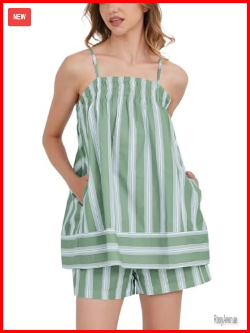 2 Piece Lounge Set Striped Sleeveless Peplum Cami and Wide Leg Shorts Set